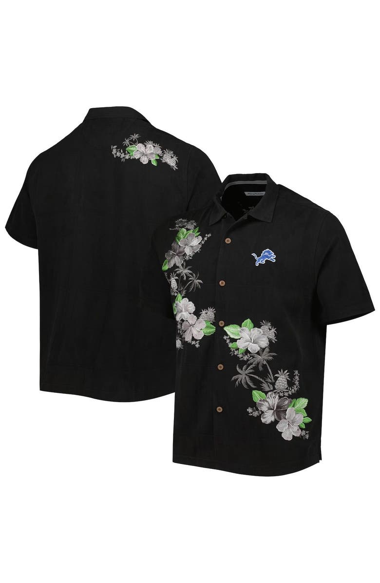 Tommy Bahama Men's Tommy Bahama Black Detroit Lions Sport Azule Oasis Camp Button-Up Shirt, Main, color,