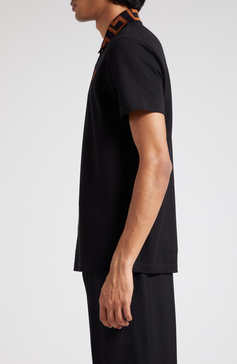 Versace Greca Medusa Patch Cotton Piqué Polo, Alternate, color, 
