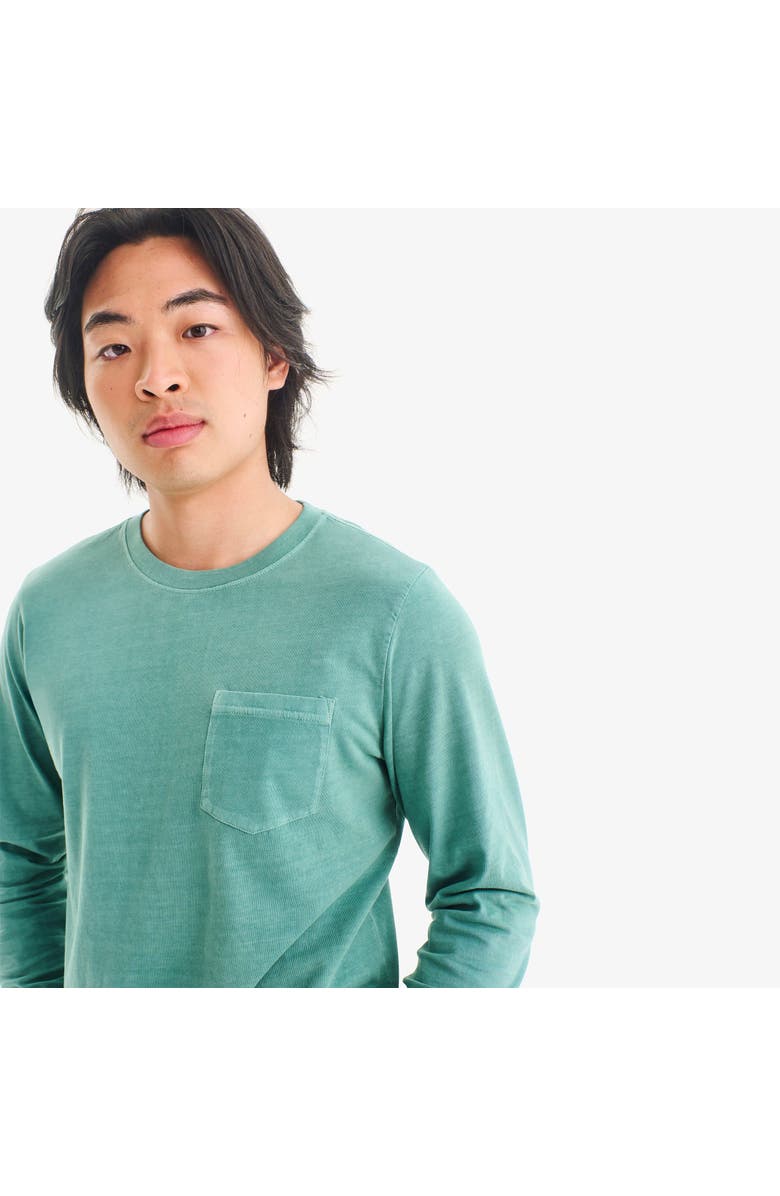 Primary Adult Long Sleeve Garment Dyed Pocket Tee, Alternate, color, Sunwashed Teal
