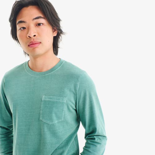 Primary Adult Long Sleeve Garment Dyed Pocket Tee In Green