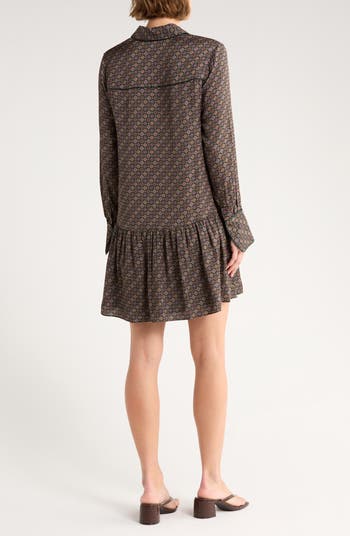 Alexandra Long Sleeve Silk Blend Shirtdress