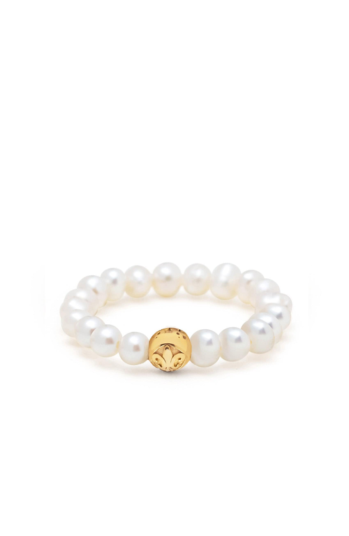 Nialaya Beaded Pearl Ring In White