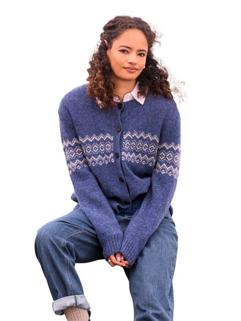 Fair Isle Crew Neck Cardigan