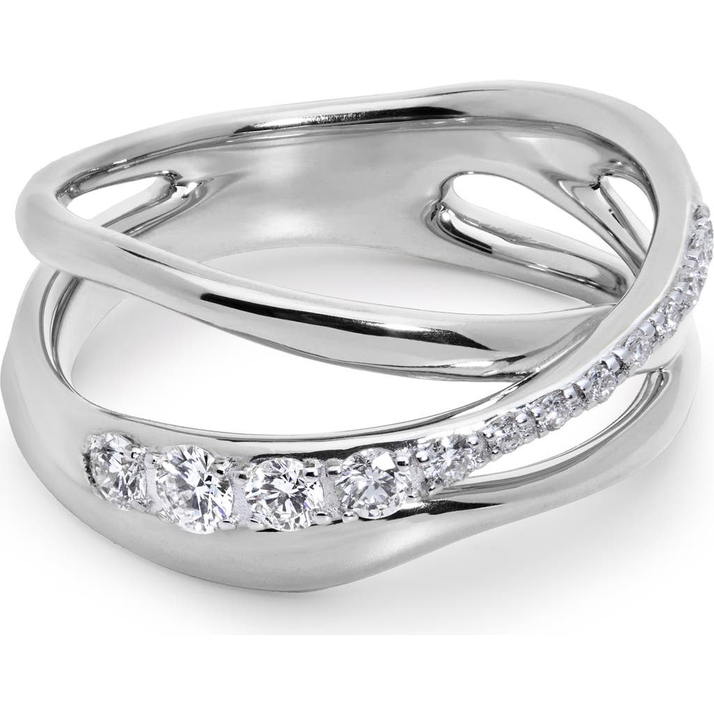 Monica Vinader Nura Lab-created Diamond Pavé Crossover Ring In Metallic