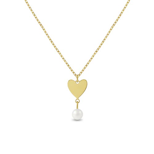 In Season Jewelry 14k Heart Pearl Drop Girls Necklace in White at Nordstrom, Size 16