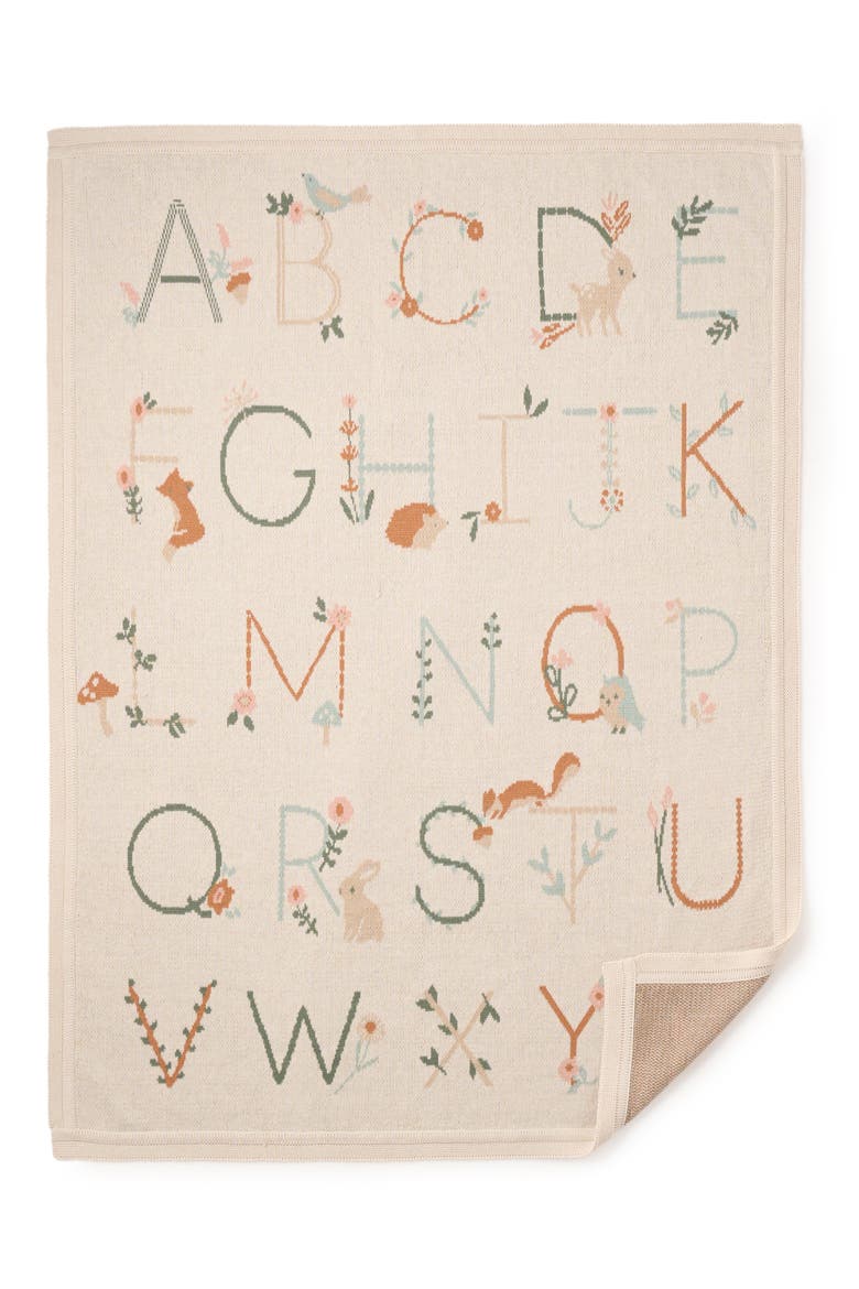 Alphabet Cotton Knit Blanket, Alternate, color, RAINY DAY