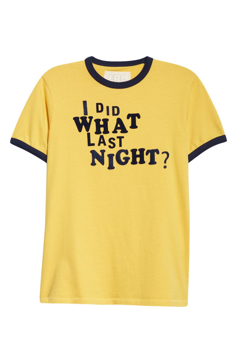 ERL Gender Inclusive I Did What Last Night? Ringer Tee, Alternate, color, 
