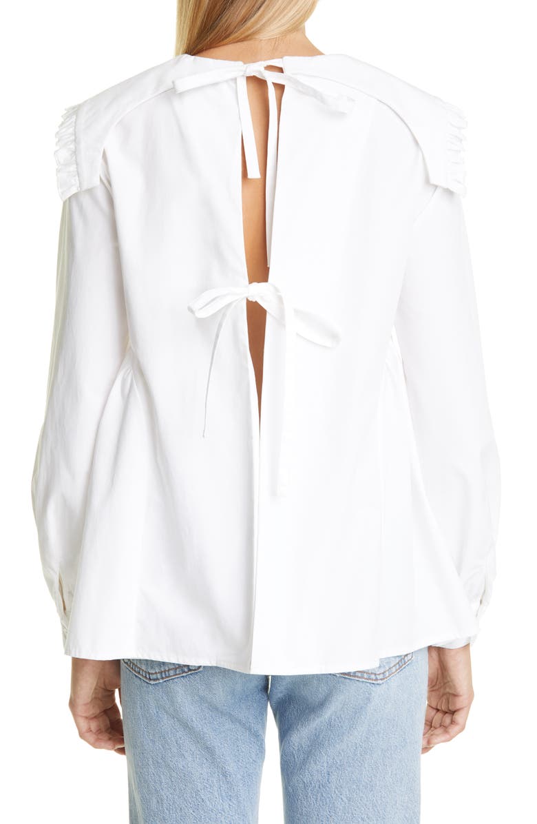Sandy Liang Laurie Tie Back Poplin Blouse, Alternate, color, 
