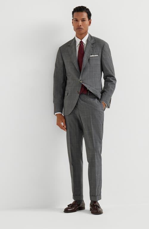 Brunello Cucinelli Check-pattern Wool Trousers In Gray
