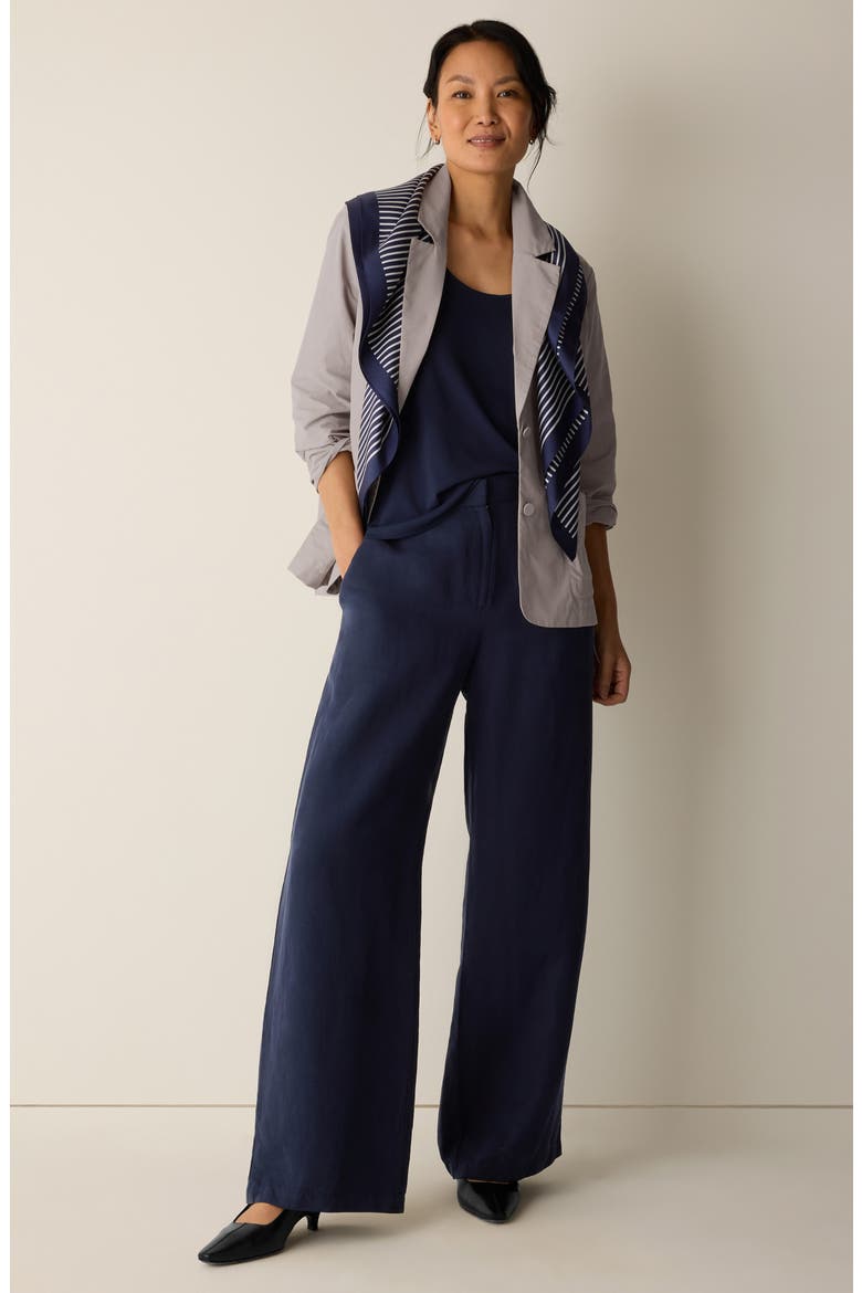 High Waist Organic Linen & Silk Wide Leg Pants, Alternate, color, INK