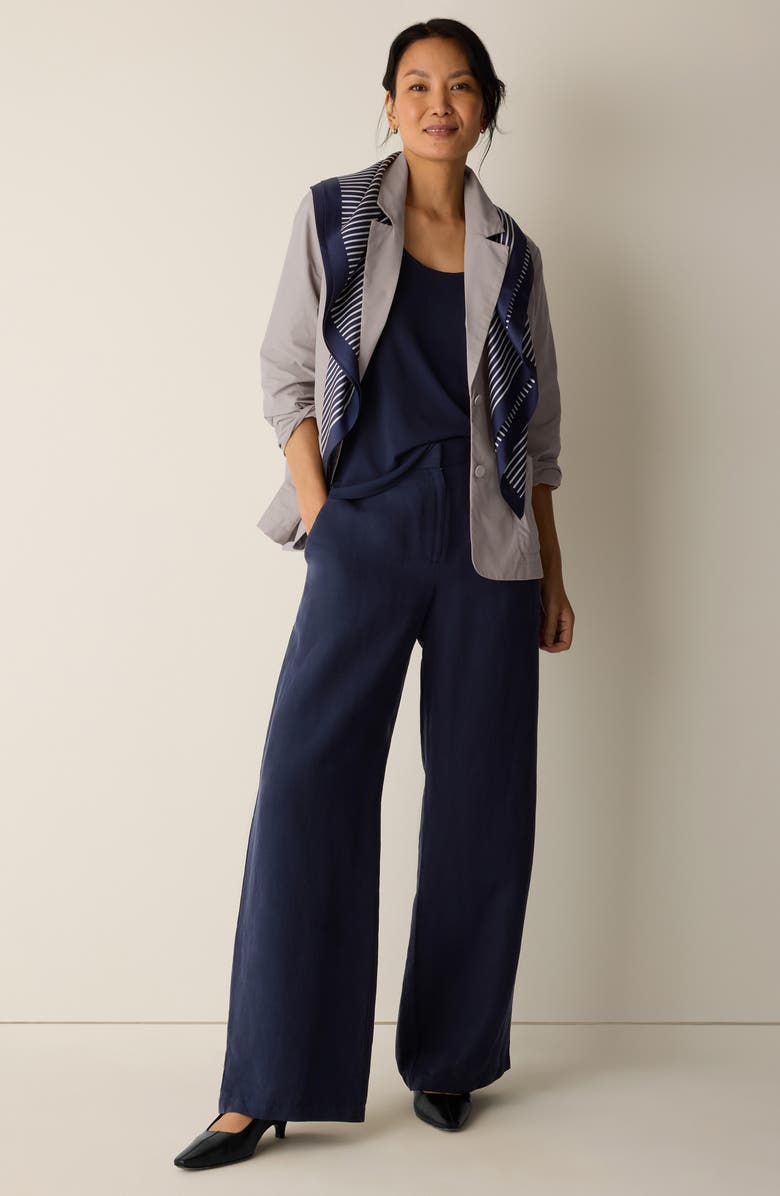 Eileen Fisher High Waist Organic Linen & Silk Wide Leg Pants, Alternate, color, Ink