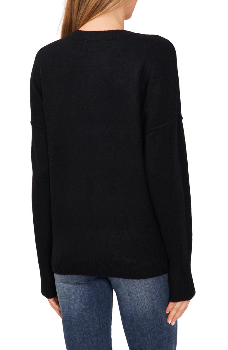 CeCe Cheers Beaded Sweater, Alternate, color, Rich Black