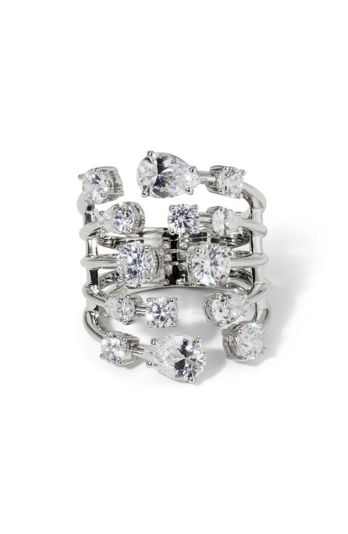 Nadri Hollywood Multi Row Cubic Zirconia Ring In Silver