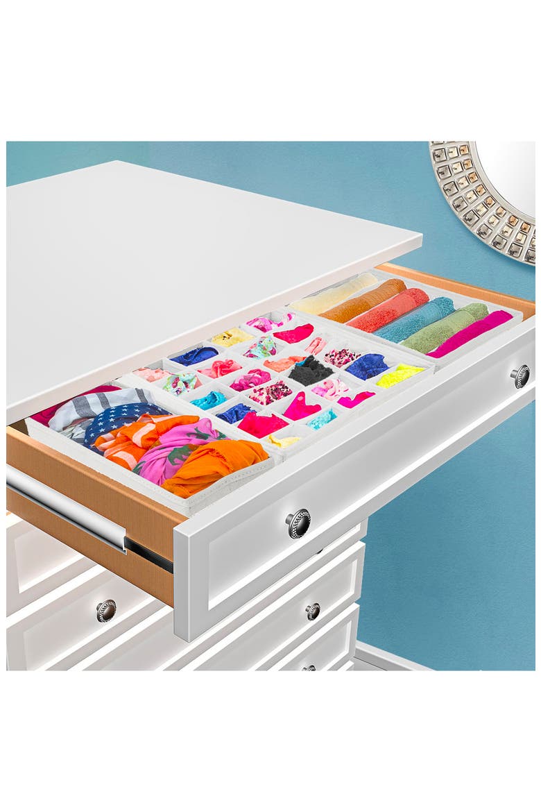 Foldable Drawer Dividers, Storage Boxes & Organizer - Set of 4 - White, Alternate, color, WHITE