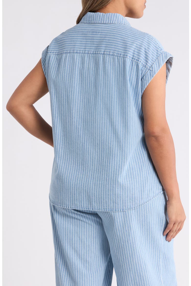 Stripe Cotton Button-Up Shirt, Alternate, color, MEDIUM WASH / WHITE