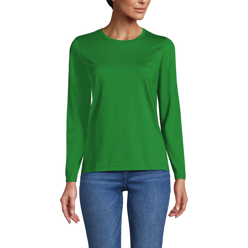 Lands' End Relaxed Supima Cotton Long Sleeve Crew Neck T-shirt In Blue