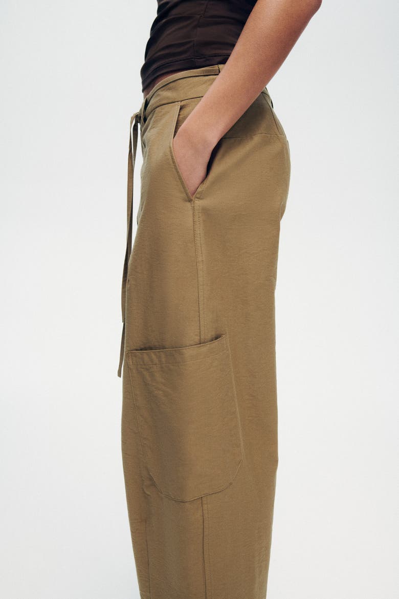 Tie-belt Cargo Pants, Alternate, color, Khaki green