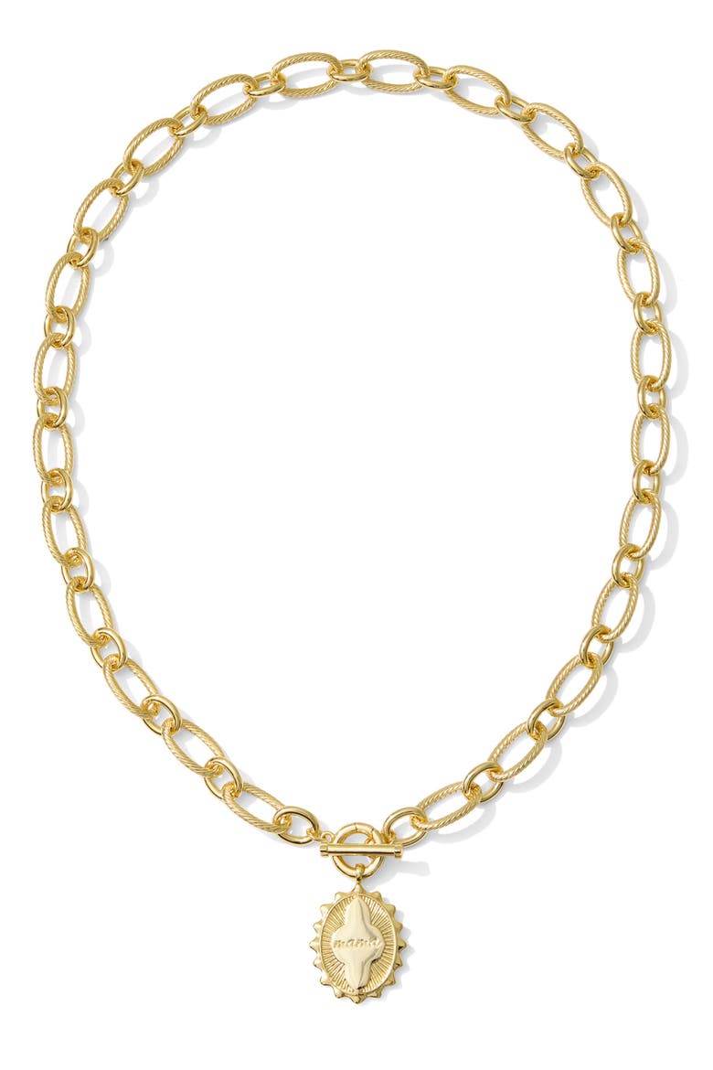 Mama Mikki Huggie Hoop Earrings & Pendant Gift Set, Alternate, color, GOLD METAL