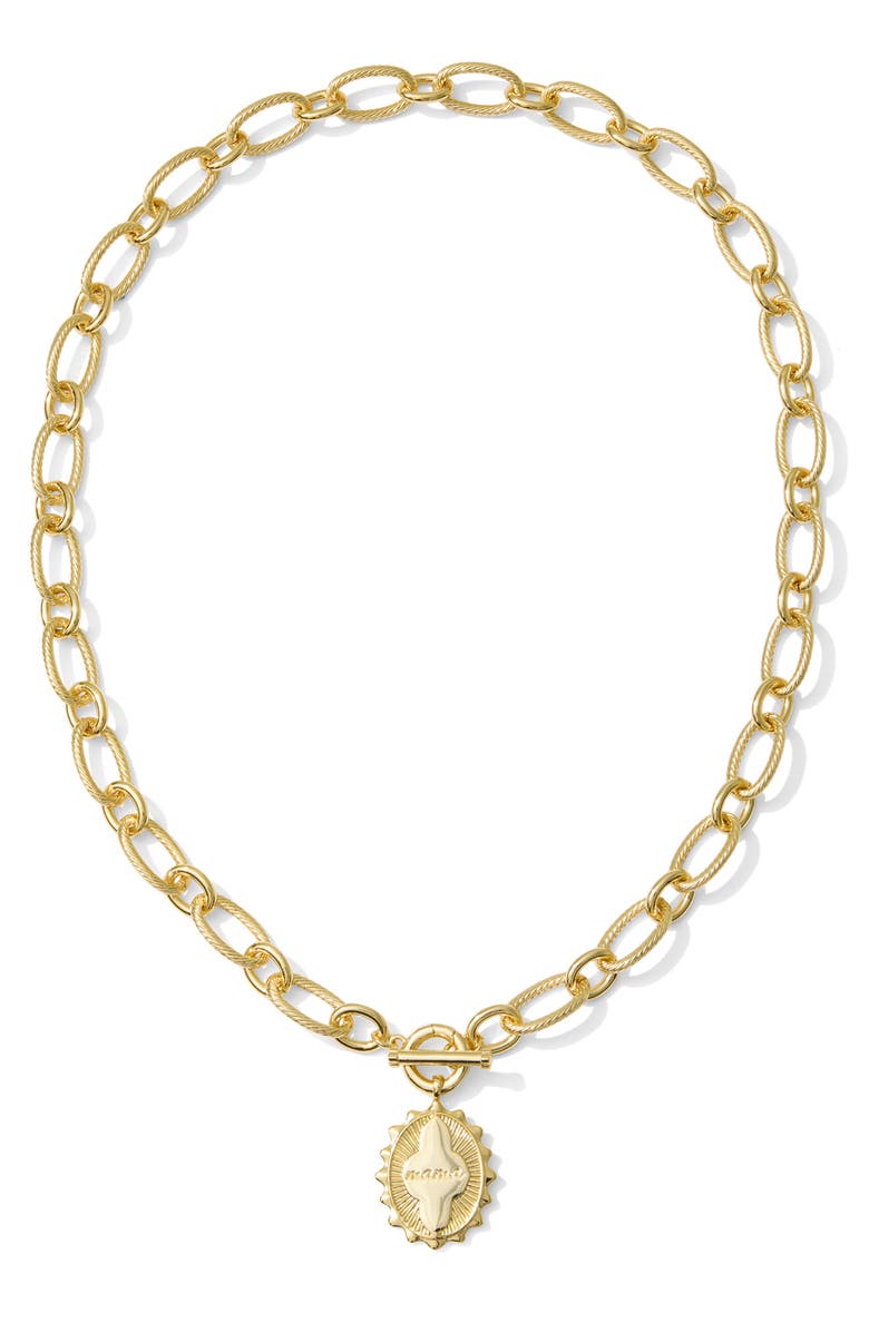 Kendra Scott Mama Mikki Huggie Hoop Earrings & Pendant Gift Set, Alternate, color, Gold Metal