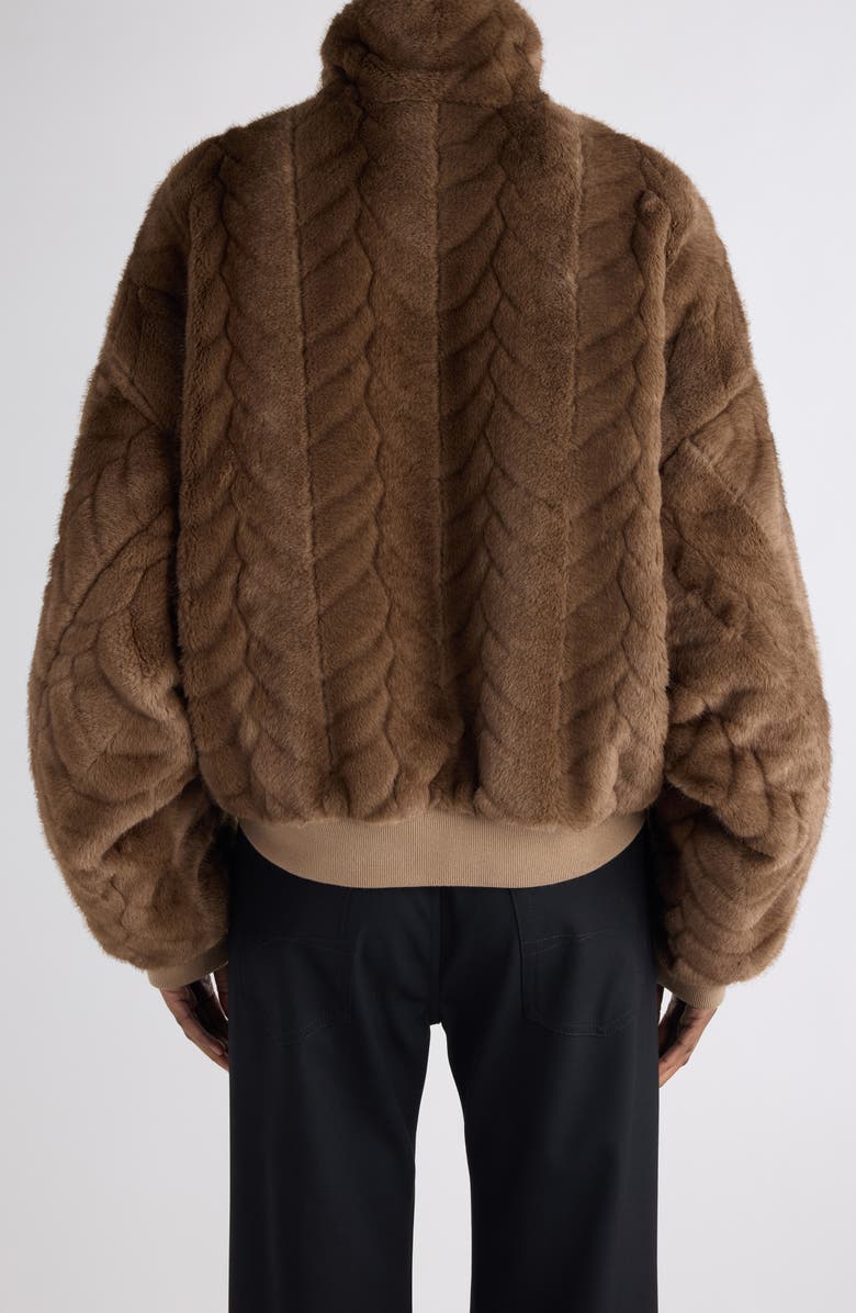 Balenciaga Faux Fur Crop Bomber Jacket, Alternate, color, 2135 Brown