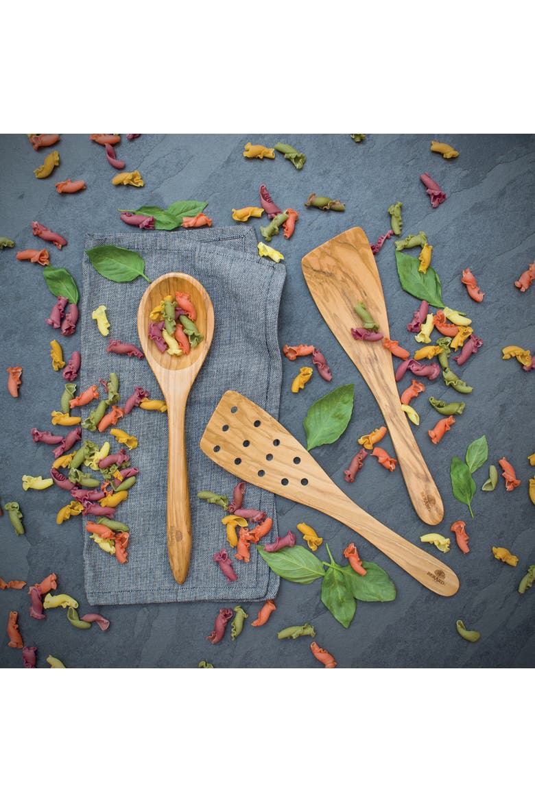 Handcrafted Olive Wood 13 Inch Curved Spatula, Alternate, color, Brown