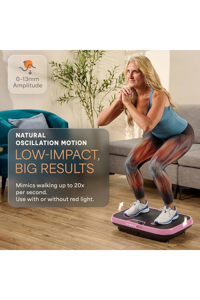 VibraRed Vibration Plate with Red Light 99 Speeds & Resistance Bands, Alternate, color, Pink
