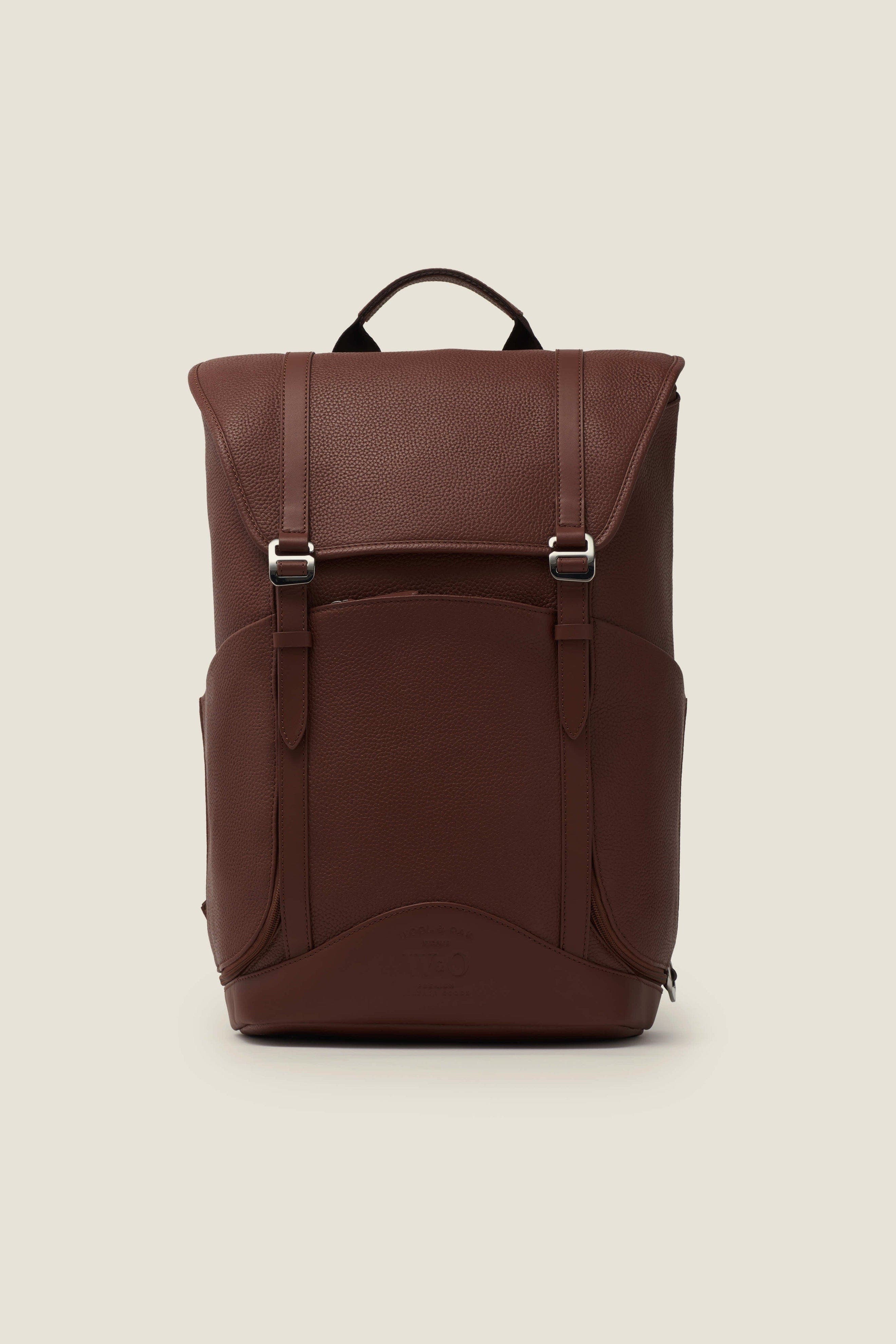 Wings Lightweight Minimalist Leather Travel Backpack, Main, color, Oak
