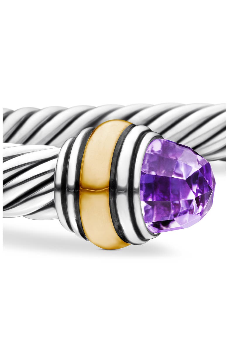 Classic Cable Bracelet in Sterling Silver with 14K Yellow Gold, 5mm, Alternate, color, AMETHYST