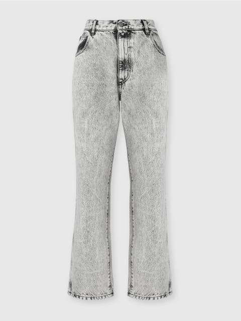 Five-pocket Mid-rise Bleached Denim Pants