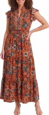 London Times Ruffle Flutter Sleeve Dress