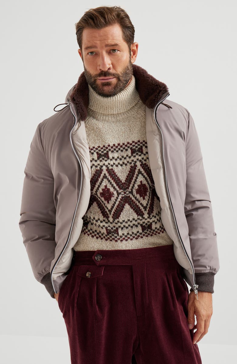 Brunello Cucinelli Nylon down jacket, Alternate, color, Dove Grey