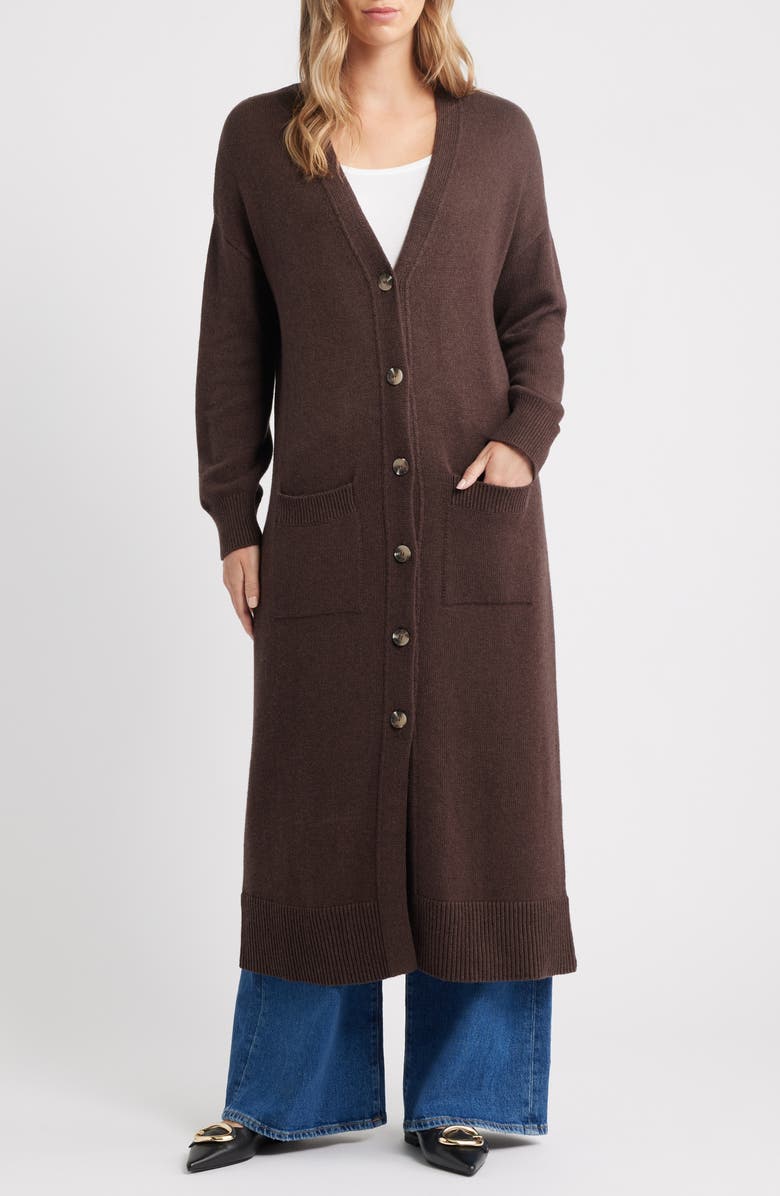 525 america Kit Cotton Blend Duster Cardigan, Alternate, color, Coffee Bean