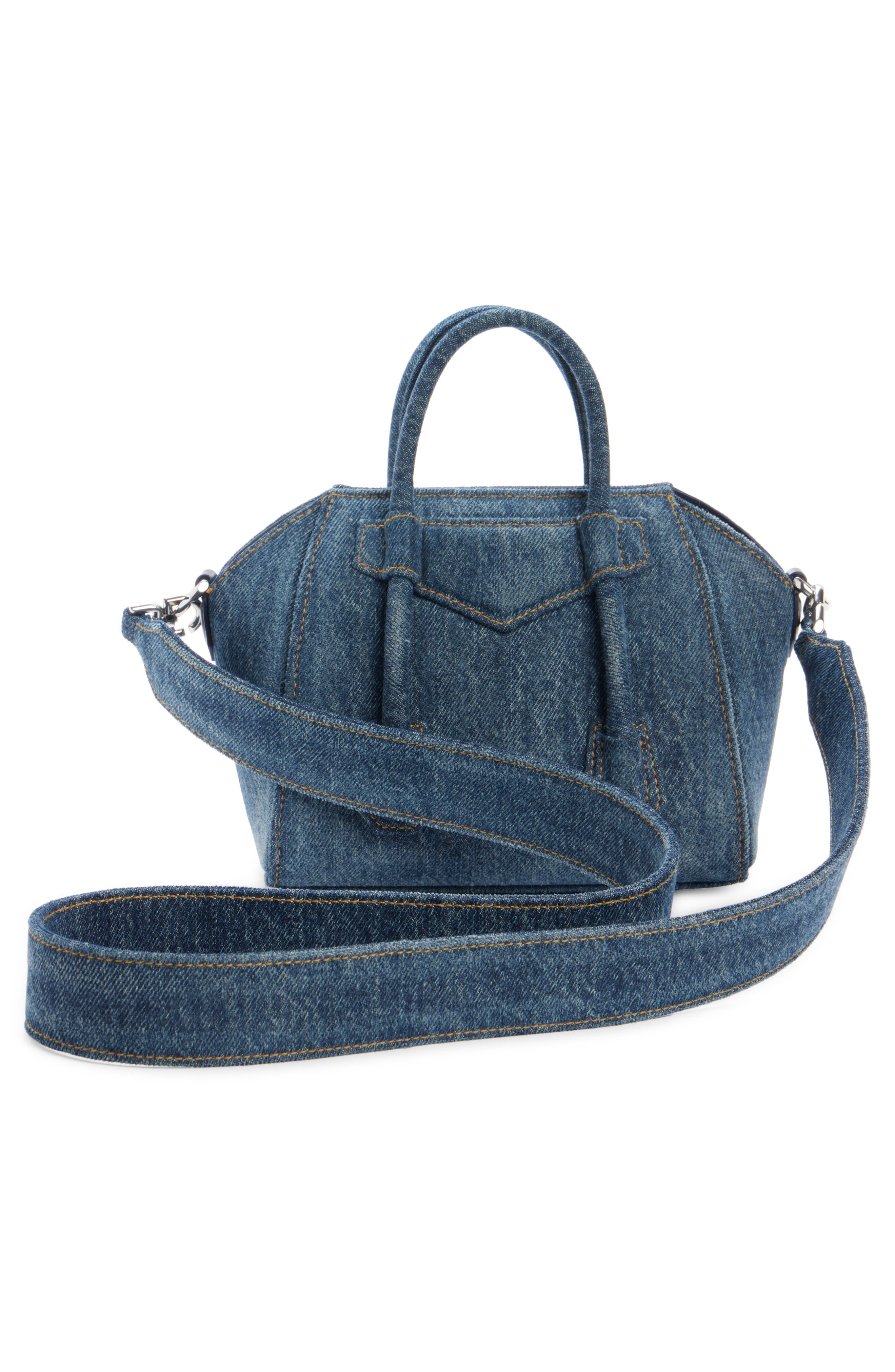 Toy Antigona Lock Denim Satchel, Alternate, color, DARK BLUE