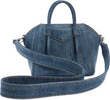 Toy Antigona Lock Denim Satchel