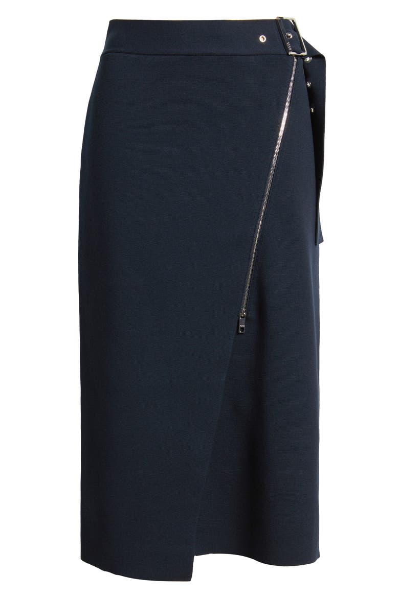 Feliora Faux Wrap Skirt, Alternate, color, DK BU