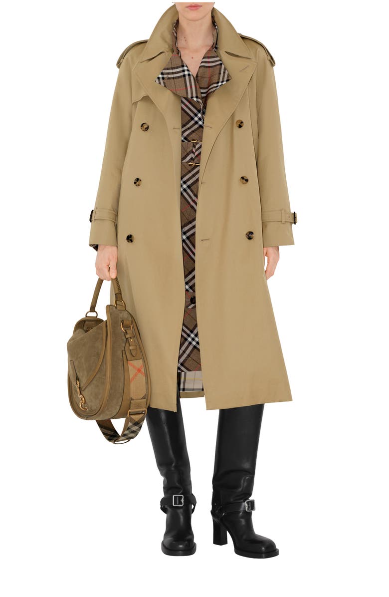Burberry Long Castleford Trench Coat, Main, color, Beige
