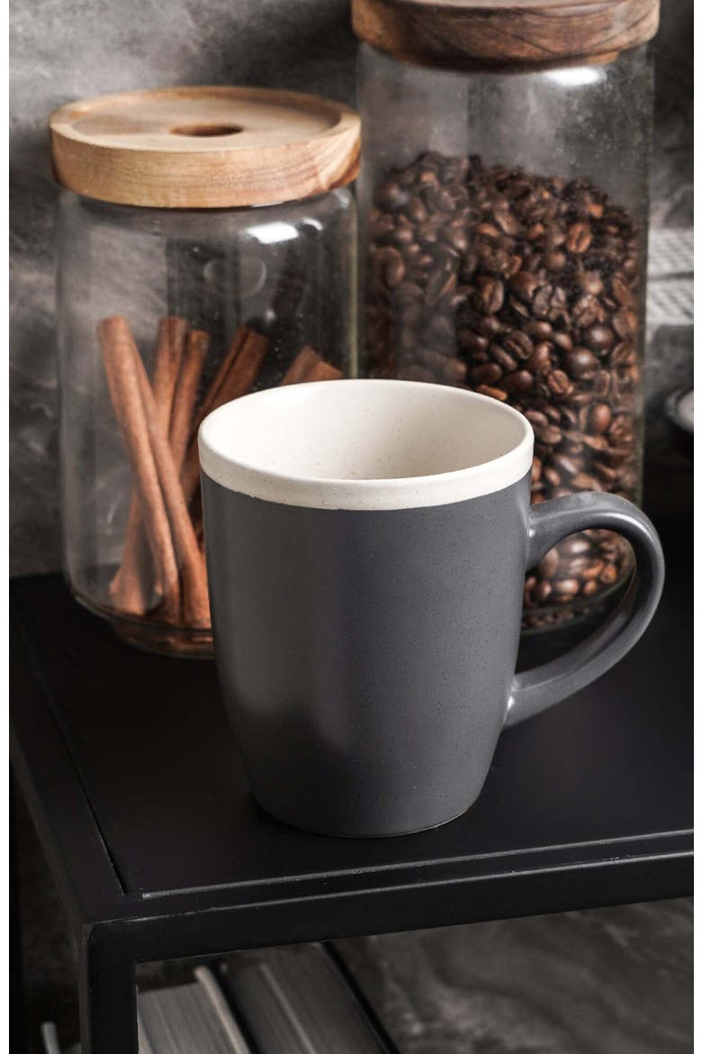 Serenity Stoneware 4-Piece Mug Set, Alternate, color, Dark Gray and Cream