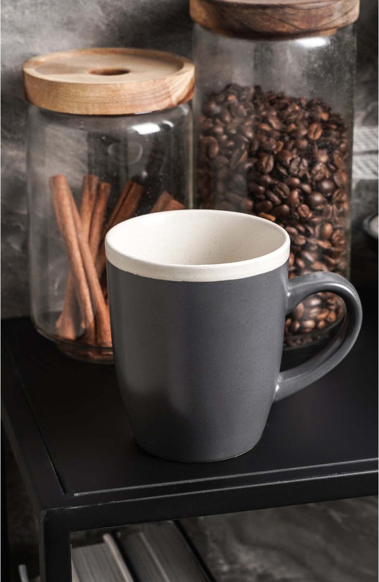 Stone Lain Serenity Stoneware 4-Piece Mug Set, Alternate, color, Dark Gray And Cream