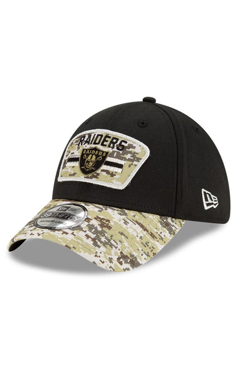 New Era Men's New Era Black/Camo Las Vegas Raiders 2021 Salute To Service 39THIRTY Flex Hat, Alternate, color,