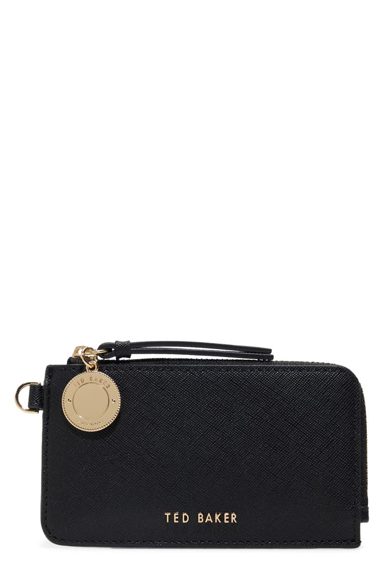 Lulu Leather Zip Card Case, Main, color, BLACK