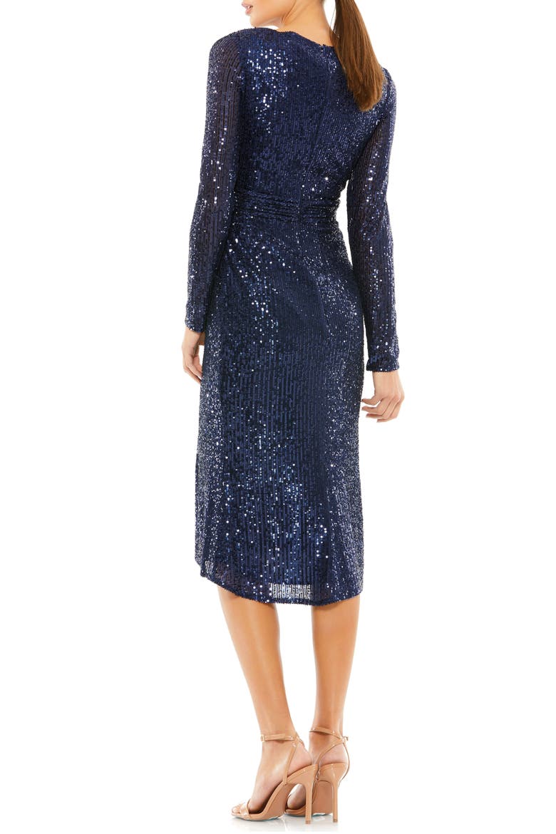 Sequined Long Sleeve Midi Dress, Alternate, color, MIDNIGHT