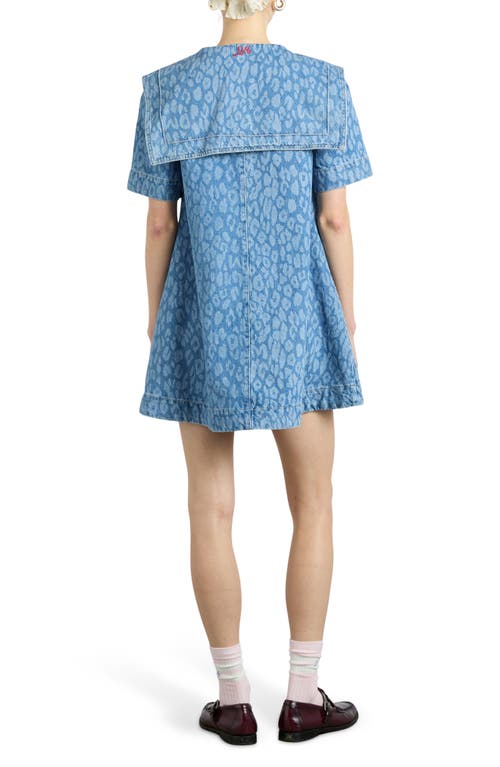 DAMSON MADDER DAMSON MADDER GOLDIE LEOPARD LASTER DENIM A-LINE DRESS