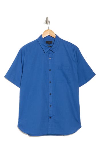 Vince Classic Fit Short Sleeve Linen Blend Button-up Shirt