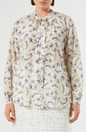 Marina Rinaldi Tie Neck Silk Crêpe de Chine Button-Up Shirt