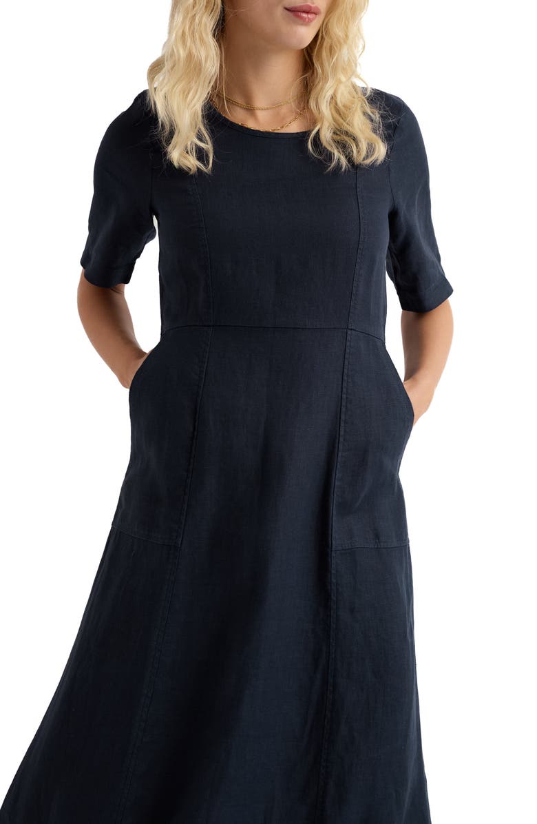 Seasalt Cornwall Grass Wave Linen Midi Dress, Alternate, color, Maritime