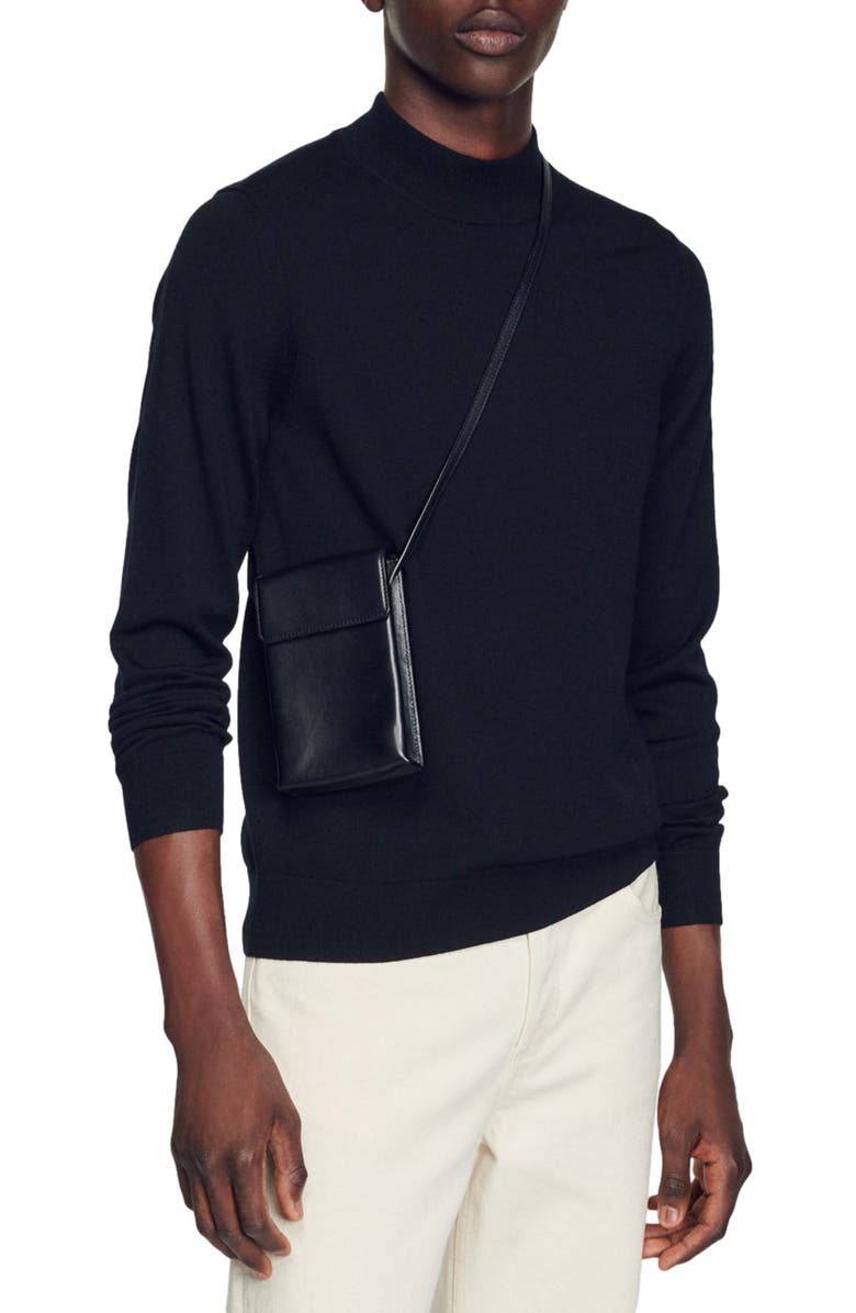 SANDRO Industrial Mock Neck Wool Sweater, Alternate, color,