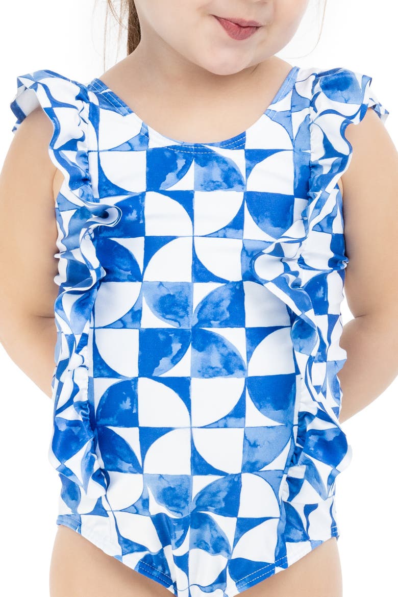 The Greece - Girls Ruffle One Piece UPF 50+, Main, color, Blue