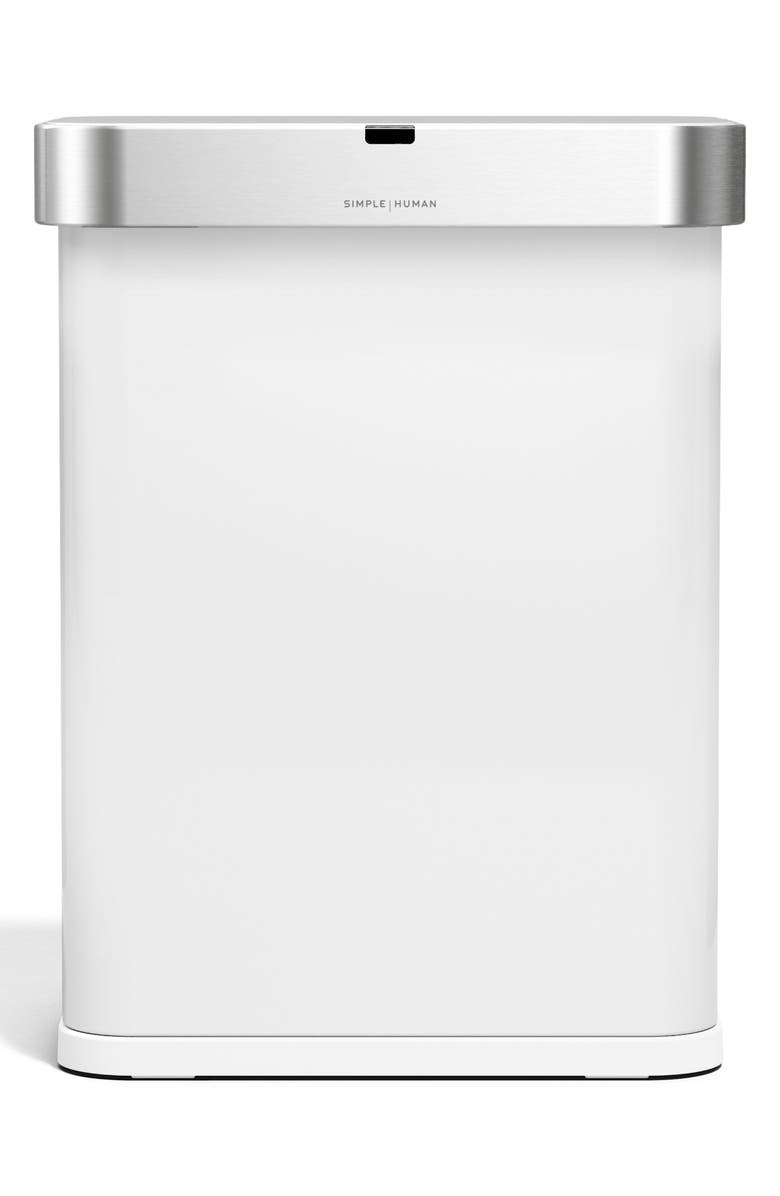 simplehuman 58-Liter Rectangular Sensor Can with Voice + Motion Sensor, Main, color,