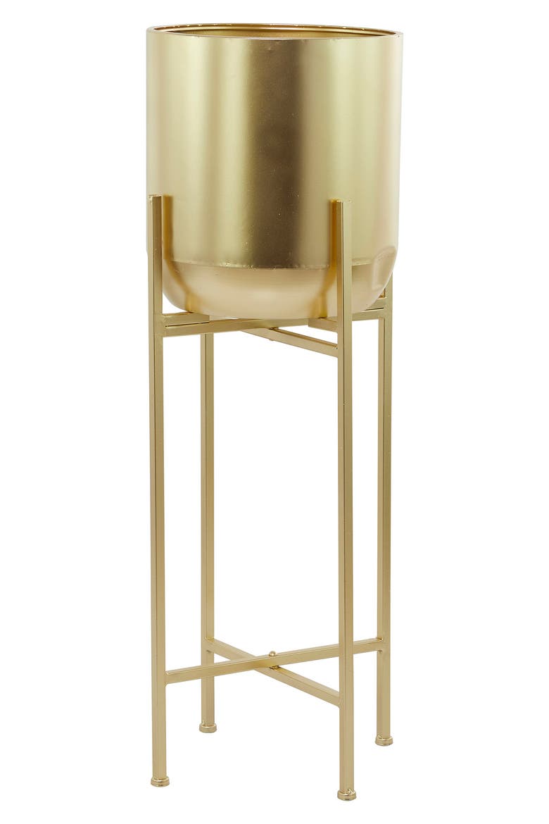 Goldtone Metal Modern Planter with Removable Stand, Main, color, GOLD