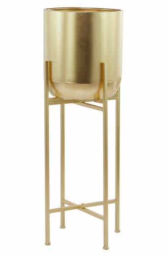 VIVIAN LUNE HOME Goldtone Metal Modern Planter with Removable Stand